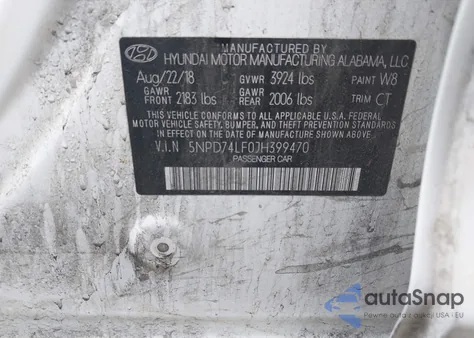 2018 Hyundai Elantra Se from USA, damaged, VIN 5NPD74LF0JH399470